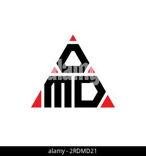 Logo de lettre triangle OMD avec forme de triangle. Monogramme de logo triangle OMD. Modèle de logo vecteur triangle OMD avec couleur rouge. OMD triangul Illustration de Vecteur