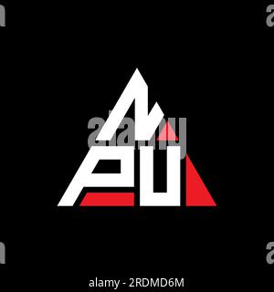 Logo de lettre triangle NPU avec forme de triangle. Monogramme de conception de logo triangle NPU. Modèle de logo vecteur triangle NPU avec couleur rouge. NPU triangul Illustration de Vecteur