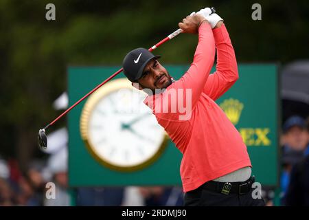 L'indien Shubhankar Sharma joue le 5e jour de l'Open au Royal Liverpool, Wirral. Date de la photo : Samedi 22 juillet 2023. Banque D'Images