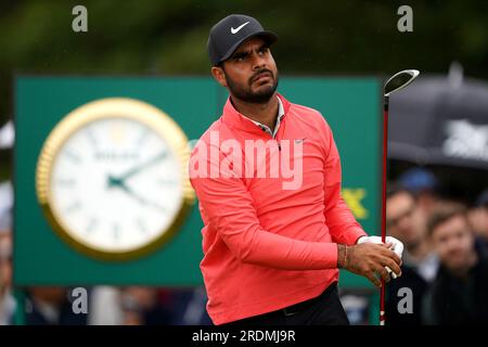 L'indien Shubhankar Sharma joue le 5e jour de l'Open au Royal Liverpool, Wirral. Date de la photo : Samedi 22 juillet 2023. Banque D'Images