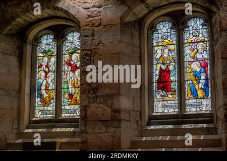 Vitraux religieux, Corstorphine Old Parish Church, Édimbourg, Écosse, Royaume-Uni Banque D'Images