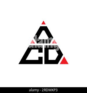 Logo de lettre triangle OCD avec forme de triangle. Monogramme de logo triangle OCD. Modèle de logo vectoriel triangle OCD avec couleur rouge. OCD triangul Illustration de Vecteur