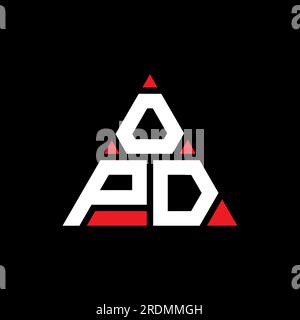Logo de lettre triangle OPD avec forme de triangle. Monogramme de logo triangle OPD. Modèle de logo vectoriel triangle OPD avec couleur rouge. OPD triangul Illustration de Vecteur