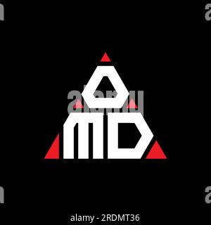 Logo de lettre triangle OMD avec forme de triangle. Monogramme de logo triangle OMD. Modèle de logo vecteur triangle OMD avec couleur rouge. OMD triangul Illustration de Vecteur