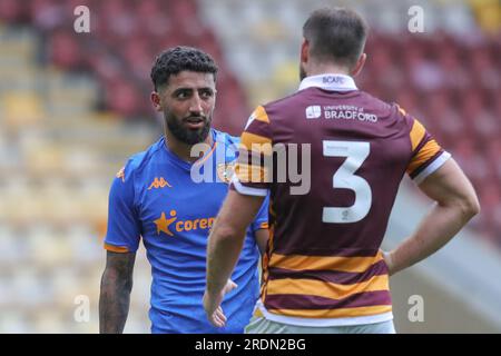 Bradford, Royaume-Uni. 22 juillet 2023. Allahyar Sayyadmanesh #9 de Hull City lors du match amical de pré-saison Bradford City vs Hull City à l'Université de Bradford Stadium, Bradford, Royaume-Uni, le 22 juillet 2023 (photo de James Heaton/News Images) à Bradford, Royaume-Uni le 7/22/2023. (Photo de James Heaton/News Images/Sipa USA) crédit : SIPA USA/Alamy Live News Banque D'Images