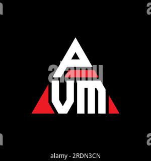 Logo en forme de triangle PVM. Monogramme de logo triangle PVM. Modèle de logo vecteur triangle PVM avec couleur rouge. PVM triangul Illustration de Vecteur