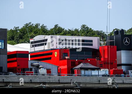 Hospitalité Scuderia Ferrari pendant les essais libres 3, samedi 22 juillet FORMULE 1 QATAR AIRWAYS GRAND PRIX DE HONGRIE 2023 - juillet 21 à juillet 23 2023 Hunga Banque D'Images