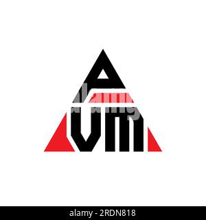 Logo en forme de triangle PVM. Monogramme de logo triangle PVM. Modèle de logo vecteur triangle PVM avec couleur rouge. PVM triangul Illustration de Vecteur