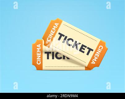 billets de cinéma ou de cinéma en couple 3d, isolés sur fond. Concept pour boîte de théâtre, divertissement, émission de télévision ou de musique, film, date. illustration vectorielle 3d. Illustration vectorielle Illustration de Vecteur