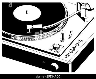 Illustration vectorielle stylisée de vinyle tourne-disque gros plan Illustration de Vecteur