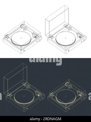 Illustration vectorielle stylisée de plans isométriques en vinyle de platine Illustration de Vecteur