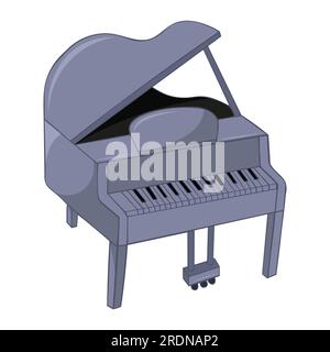 Piano, piano à queue. Musique, pianiste. Instrument de musique. Image moderne de conception plane vectorielle isolée sur fond blanc. Illustration de Vecteur