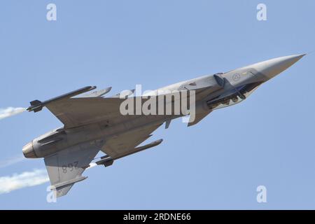 Armée de l'air suédoise SAAB JAS-39C Gripen exposé au Royal International Air Tattoo 2023. Banque D'Images