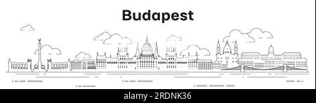 Illustration vectorielle d'art de ligne d'horizon de Budapest Illustration de Vecteur