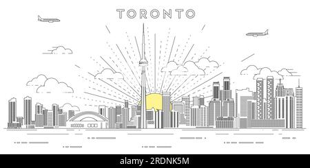 Illustration vectorielle d'art de ligne d'horizon de Toronto Illustration de Vecteur