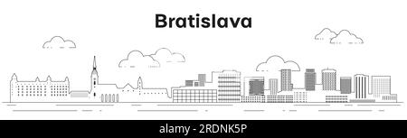 Illustration vectorielle d'art de ligne d'horizon de Bratislava Illustration de Vecteur