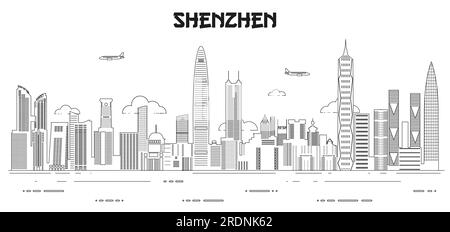 Illustration vectorielle d'art de ligne d'horizon de Shenzhen Illustration de Vecteur