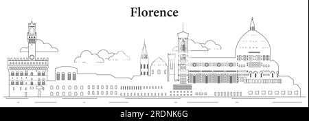 Illustration vectorielle d'art de ligne d'horizon de Florence Illustration de Vecteur