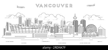 Illustration vectorielle d'art de ligne Skyline de Vancouver Illustration de Vecteur