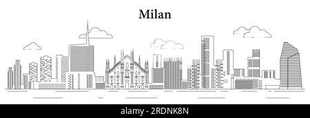 Illustration vectorielle d'art de ligne d'horizon de Milan Illustration de Vecteur