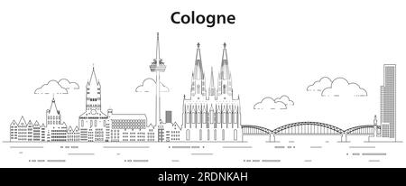 Illustration vectorielle d'art de ligne d'horizon de Cologne Illustration de Vecteur