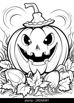 Page de coloriage de thème Halloween avec une citrouille comme sujet Banque D'Images