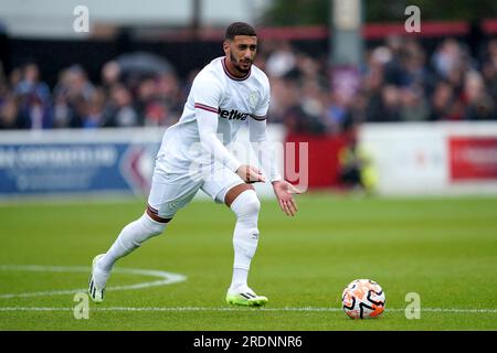 West Ham United a déclaré Benrahma lors du match amical de pré-saison au Chigwell Construction Stadium, Dagenham. Date de la photo : Samedi 22 juillet 2023. Banque D'Images