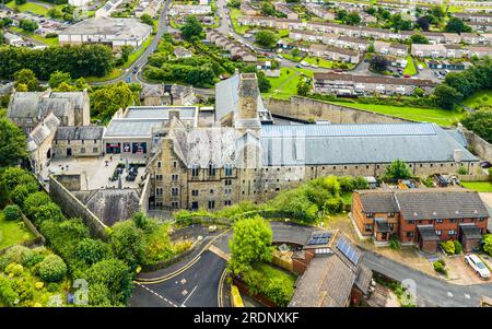 Bodmin Jail et Bodmin Luxury Hotel d'un drone, Bodmin Moor, Cornouailles, Angleterre, Royaume-Uni Banque D'Images