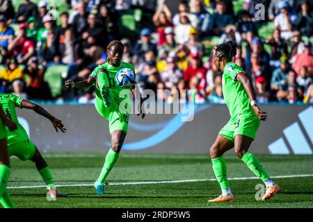 Melbourne, Australie. 21 juillet 2023. Christy Ucheibe en action lors du match de la coupe du monde féminine de la FIFA 2023 entre le Nigeria et le Canada au stade rectangulaire de Melbourne. Score final Nigeria 0:0 Canada (photo Alexander Bogatyrev/SOPA Images/Sipa USA) crédit : SIPA USA/Alamy Live News Banque D'Images