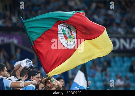 Porto Alegre, Brésil. 22 juillet 2023. RS - PORTO ALEGRE - 07/22/2023 - BRASILEIRO A 2023, GREMIO X ATLETICO-MG - Gremio fans lors d'un match contre Atletico-MG au stade Arena do Gremio pour le championnat brésilien A 2023. Photo : Maxi Franzoi/AGIF/Sipa USA crédit : SIPA USA/Alamy Live News Banque D'Images