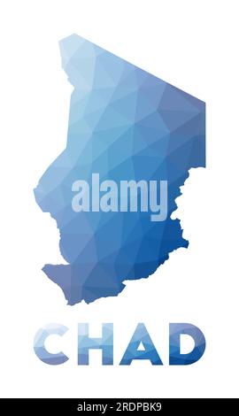 Carte basse poly du Tchad. Illustration géométrique du pays. Carte polygonale du Tchad. Technologie, Internet, concept de réseau. Illustration vectorielle. Illustration de Vecteur