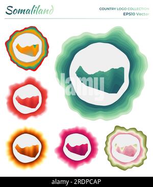 Collection de logo Somaliland. Badge coloré du pays. Couches autour de la forme de bordure Somaliland. Illustration vectorielle. Illustration de Vecteur