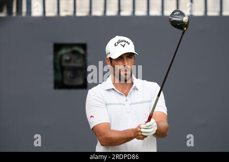 L'Espagnol Adrian Otaegui lors de la 3e journée du British Open Golf Championship 2023 au Royal Liverpool Golf Club à Wirral, en Angleterre, le 22 juillet 2023. Crédit : Koji Aoki/AFLO SPORT/Alamy Live News Banque D'Images