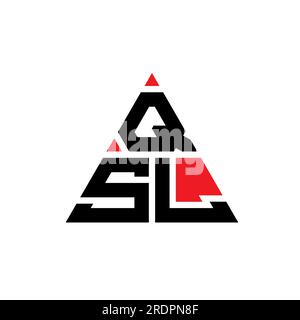 Logo de lettre triangle QSL avec forme de triangle. Monogramme de logo triangle QSL. Modèle de logo vectoriel triangle QSL avec couleur rouge. QSL triangul Illustration de Vecteur