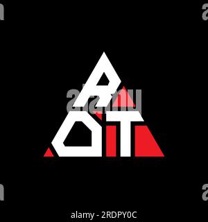 Logo de lettre triangle ROT avec forme de triangle. Monogramme de logo triangle ROT. Modèle de logo vecteur triangle ROT avec couleur rouge. ROT triangul Illustration de Vecteur