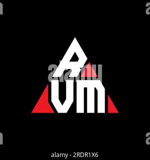 Logo RVM avec lettre triangulaire en forme de triangle. Monogramme de logo triangle RVM. Modèle de logo vecteur triangle RVM avec couleur rouge. RVM triangul Illustration de Vecteur