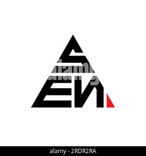 Logo de lettre triangle SEN avec forme de triangle. Monogramme de logo triangle SEN. Modèle de logo vectoriel triangle SEN avec couleur rouge. SEN triangul Illustration de Vecteur