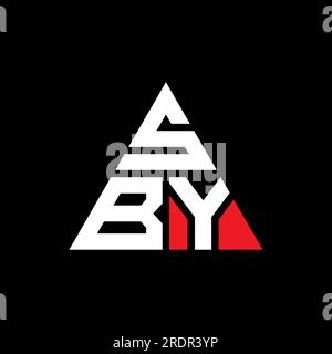 Logo de lettre triangle SBY avec forme de triangle. Monogramme de logo triangle SBY. Modèle de logo vectoriel triangle SBY avec couleur rouge. SBY triangul Illustration de Vecteur