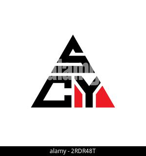 Logo de lettre triangle SCY avec forme de triangle. Monogramme de logo triangle SCY. Modèle de logo vectoriel triangle SCY avec couleur rouge. SCY triangul Illustration de Vecteur