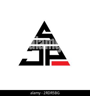 Logo de lettre triangle SJP avec forme de triangle. Monogramme de logo triangle SJP. Modèle de logo vecteur triangle SJP avec couleur rouge. SJP triangul Illustration de Vecteur