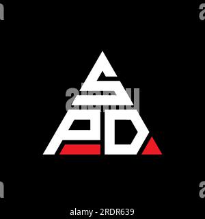 Logo SPD avec lettre triangulaire en forme de triangle. Monogramme de logo triangle SPD. Modèle de logo vectoriel triangle SPD avec couleur rouge. SPD triangul Illustration de Vecteur