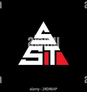 Logo en forme de triangle SST. Monogramme de logo triangle SST. Modèle de logo vecteur triangle SST avec couleur rouge. SST triangul Illustration de Vecteur