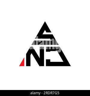 Logo de lettre triangle SNJ avec forme de triangle. Monogramme de logo triangle SNJ. Modèle de logo vecteur triangle SNJ avec couleur rouge. SNJ triangul Illustration de Vecteur