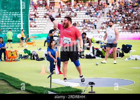 Madrid, Madrid, Espagne. 22 juillet 2023. Roger STEEN participe au .WACT/Europe Silver Athletics Meeting célébré à Madrid, Espagne au stade Vallehermoso le samedi 22 juillet 2023 (image de crédit : © Alberto Gardin/ZUMA Press Wire) À USAGE ÉDITORIAL SEULEMENT! Non destiné à UN USAGE commercial ! Banque D'Images