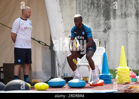 Dimaro, Naples, Italie. 23 juillet 2023. Victor Osimhen de Naples pendant un camp d'entraînement de pré-saison, Dimaro Italie (crédit image : © Ciro de Luca/ZUMA Press Wire) USAGE ÉDITORIAL SEULEMENT! Non destiné à UN USAGE commercial ! Banque D'Images