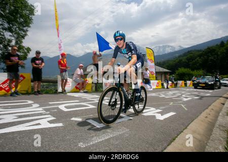 Domancy, France 18 juillet 2023 : NILS EEKHOFF (TEAM DSM - FIRMENICH NED) en contre-la-montre au Tour de France 2023. Banque D'Images