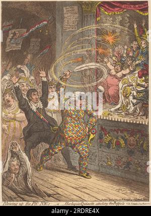 Blowing up the pic nin's : ou Harlequin Quioxtte attaquer les marionnettes 1802 par James Gillray Banque D'Images