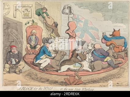 Un bloc pour les Whigs - ou, le nouvel État Whirligig (Poor John Bulls House pillé à midi) 1783 par James Gillray Banque D'Images