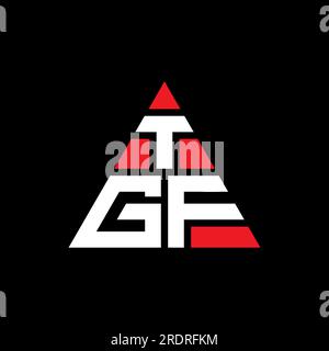 Logo de lettre triangle TGF avec forme de triangle. Monogramme de logo triangle TGF. Modèle de logo vecteur triangle TGF avec couleur rouge. TGF triangul Illustration de Vecteur