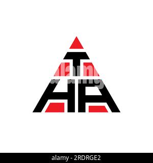 Logo de lettre triangle THA avec forme de triangle. Monogramme de logo triangle THA. Modèle de logo vecteur triangle THA avec couleur rouge. THA triangul Illustration de Vecteur